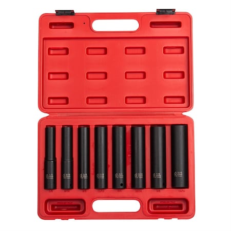 Sunex 8-Piece 1/2 in. Drive 6-Point Extra Deep Fractional SAE Impact Socket Set 2848